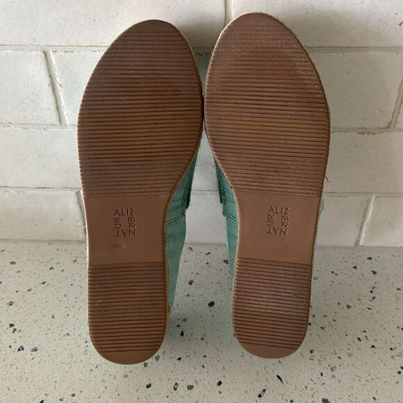 Naturalizer Thea 3 Turquoise Linen Espadrille Platform Slip On Loafers Size 8.5M - Picture 8 of 12